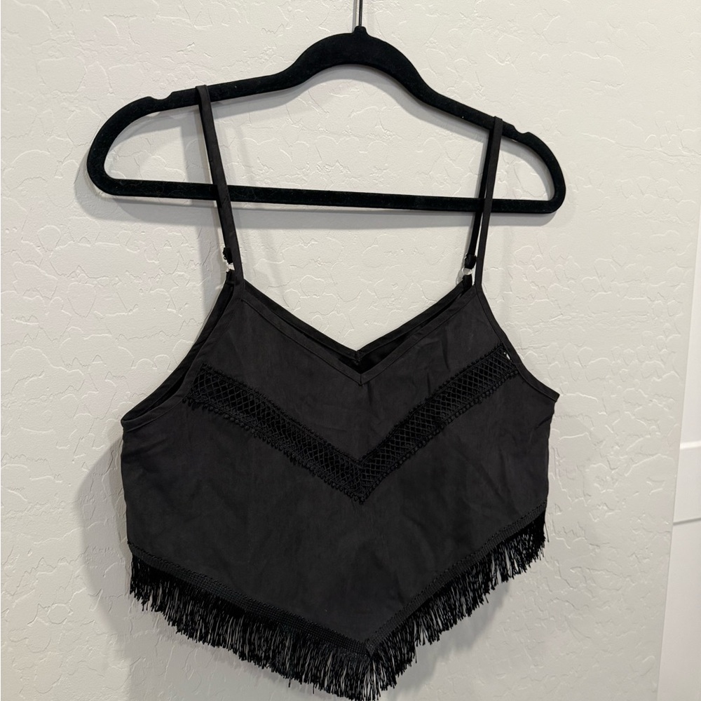 Black Fringe Women's Top